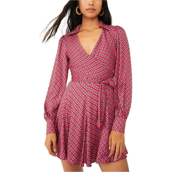 Free People ItโTakes Two Pop Combo Long Sleeve Open Back Mini Dress Size M - Picture 2 of 12